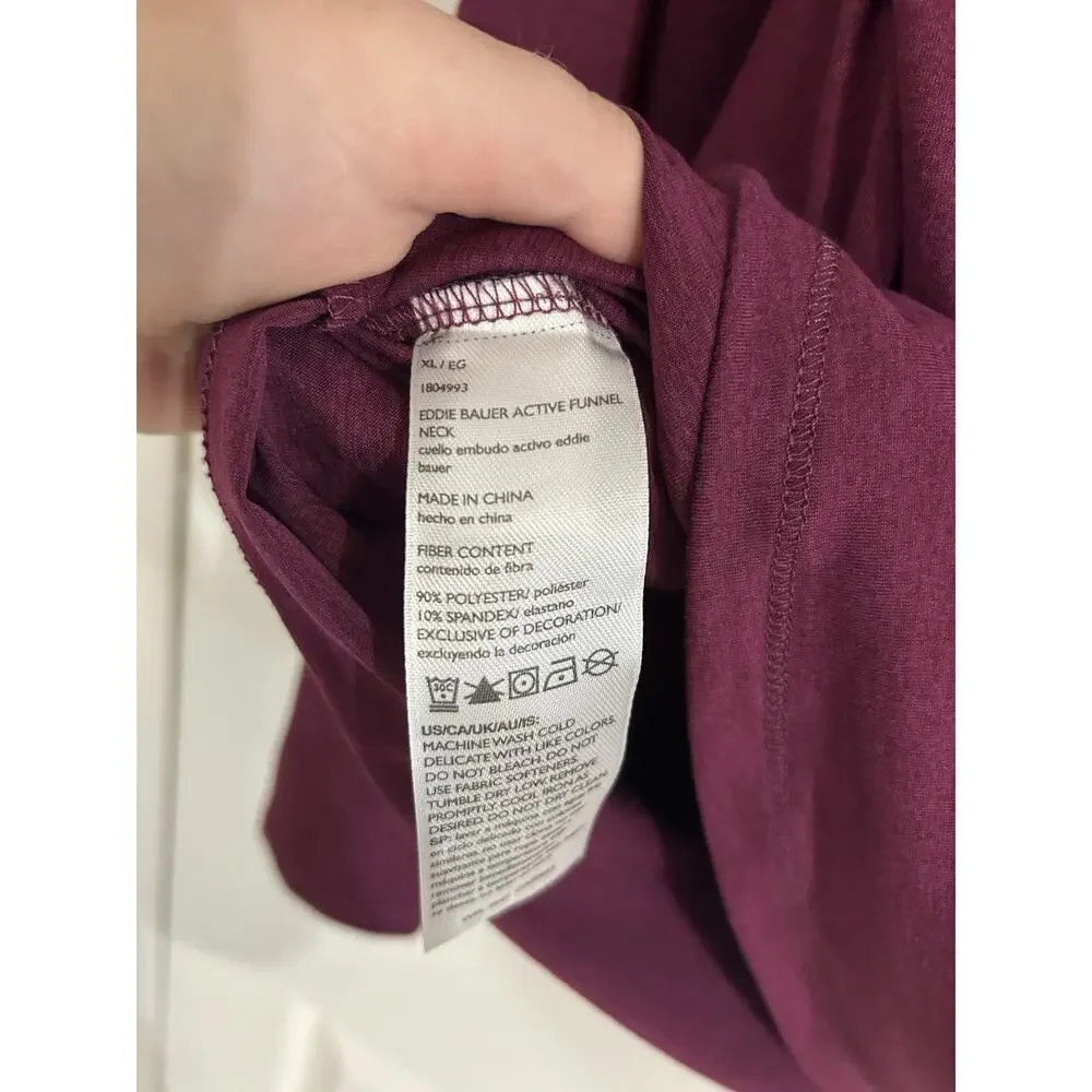 Eddie Bauer Active Womens Funnel Neck Sweatshirt Purple XL Raglan Pockets